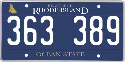 RI license plate 363389