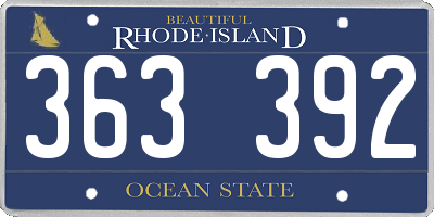 RI license plate 363392