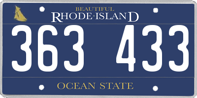 RI license plate 363433
