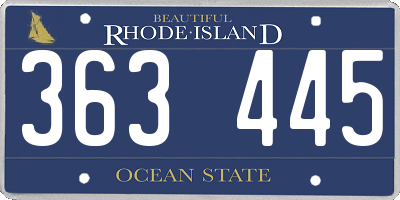 RI license plate 363445