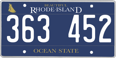 RI license plate 363452