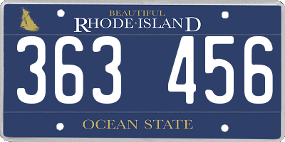 RI license plate 363456