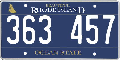 RI license plate 363457