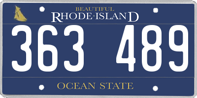 RI license plate 363489