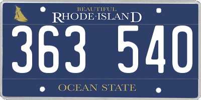 RI license plate 363540