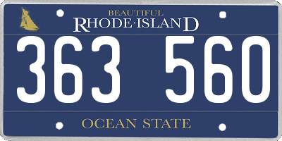 RI license plate 363560