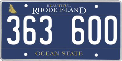 RI license plate 363600