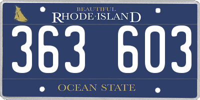RI license plate 363603