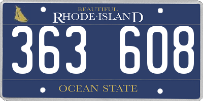 RI license plate 363608