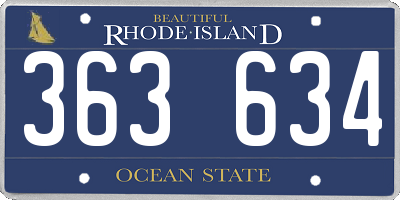 RI license plate 363634