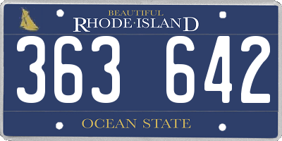 RI license plate 363642