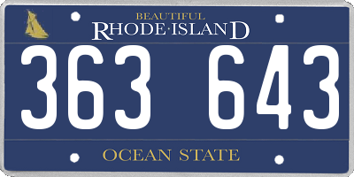 RI license plate 363643