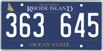 RI license plate 363645