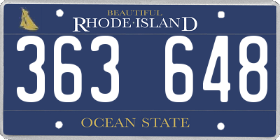 RI license plate 363648