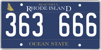RI license plate 363666