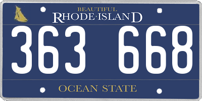 RI license plate 363668