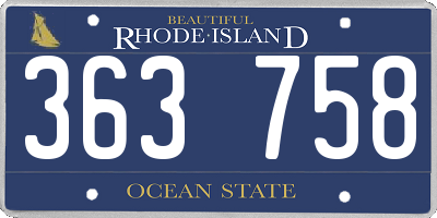 RI license plate 363758