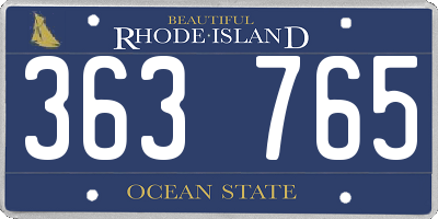 RI license plate 363765