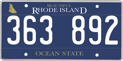RI license plate 363892