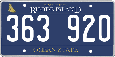RI license plate 363920