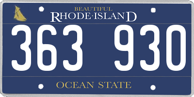 RI license plate 363930