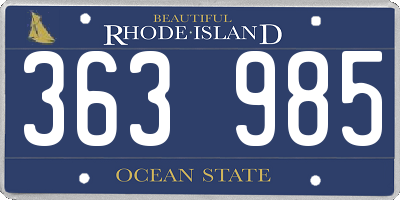 RI license plate 363985