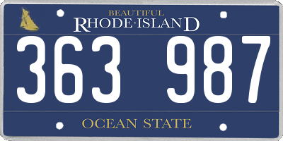 RI license plate 363987