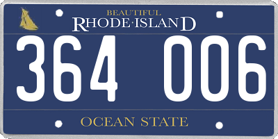 RI license plate 364006
