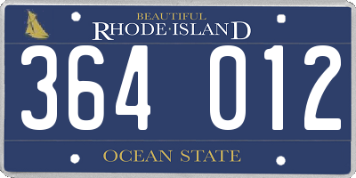 RI license plate 364012