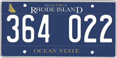 RI license plate 364022