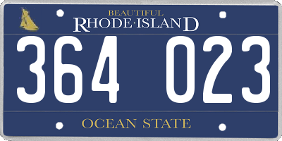 RI license plate 364023