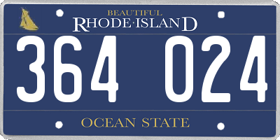 RI license plate 364024