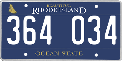 RI license plate 364034