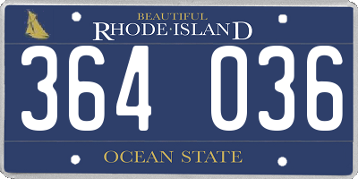 RI license plate 364036