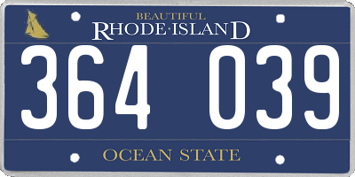 RI license plate 364039