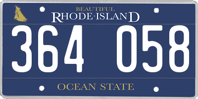 RI license plate 364058