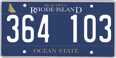 RI license plate 364103