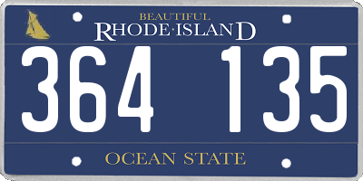 RI license plate 364135