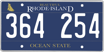 RI license plate 364254