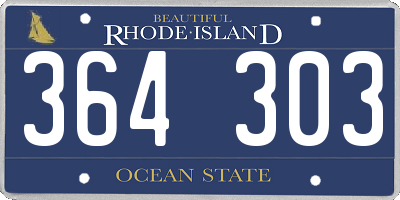 RI license plate 364303