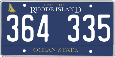 RI license plate 364335