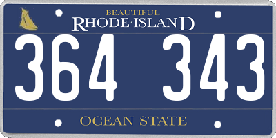 RI license plate 364343