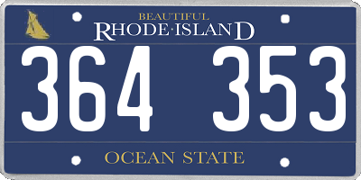 RI license plate 364353