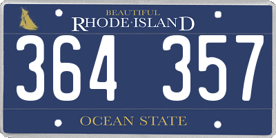 RI license plate 364357