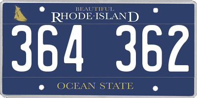 RI license plate 364362