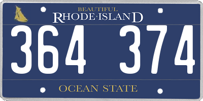 RI license plate 364374