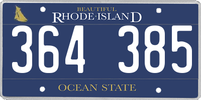 RI license plate 364385
