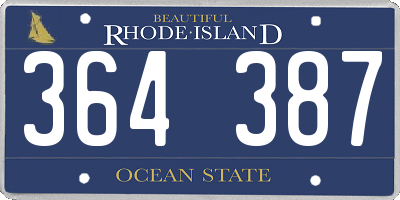 RI license plate 364387