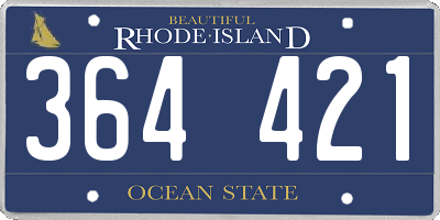 RI license plate 364421