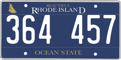 RI license plate 364457